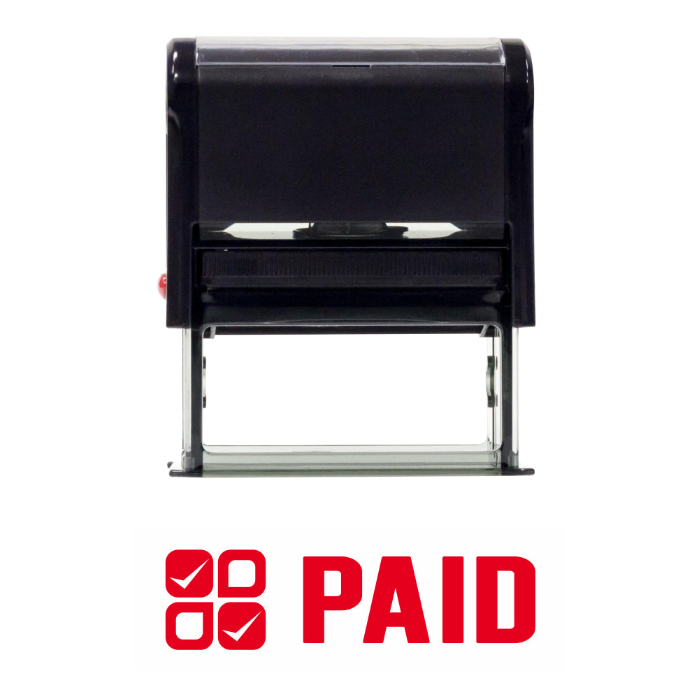 Paid W/ Check Icon Self Inking Rubber Stamp