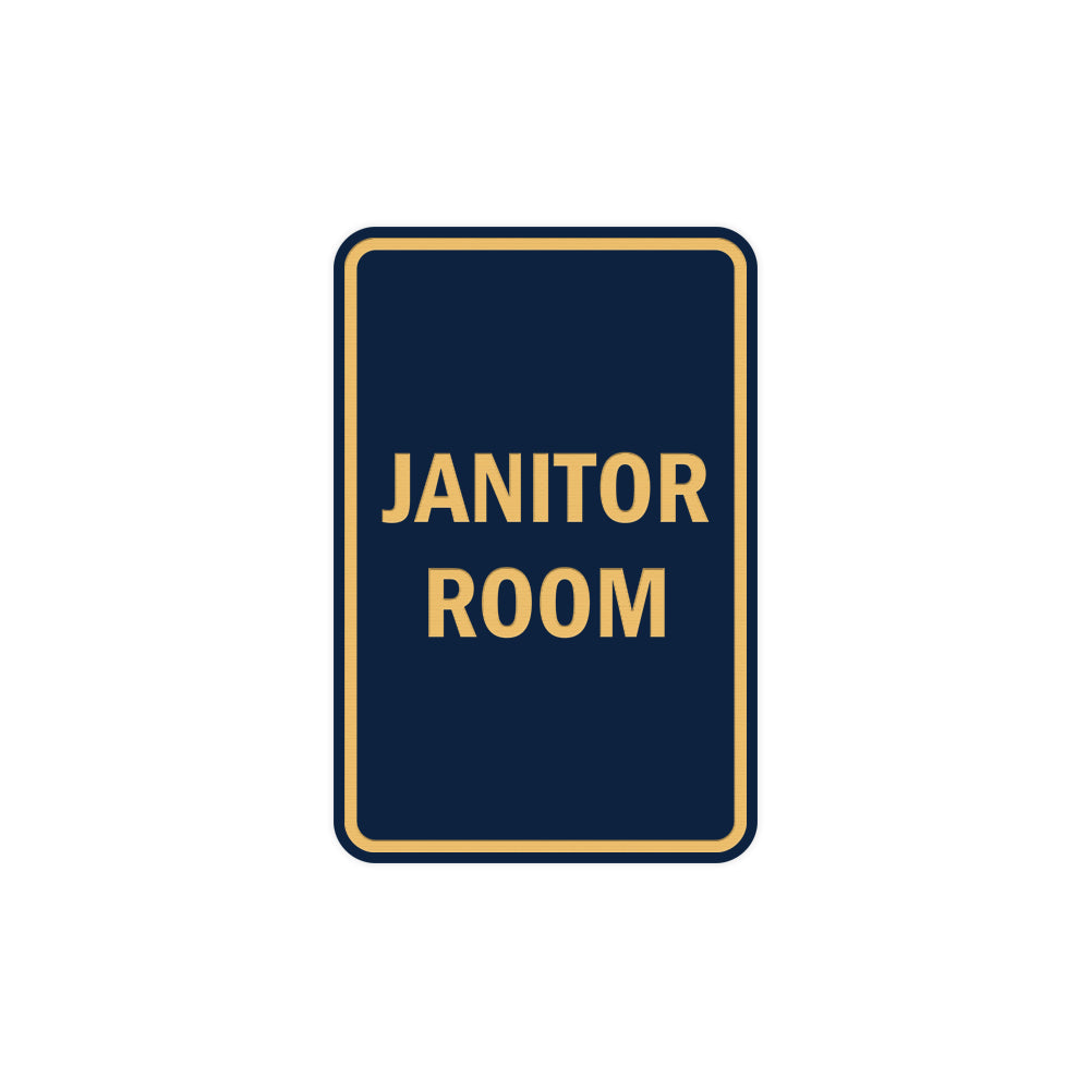 Portrait Round Janitor Room Sign with Adhesive Tape, Mounts On Any Surface, Weather Resistant