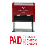 Paid Cash Check Credit Self Inking Rubber Stamp
