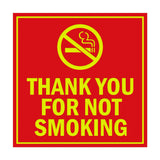Signs ByLITA Square Thank You For Not Smoking Sign with Adhesive Tape, Mounts On Any Surface, Weather Resistant, Indoor/Outdoor Use