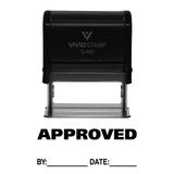 Black APPROVED w/ By Date Line Self-Inking Office Rubber Stamp