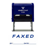 Blue Faxed By Date Self Inking Rubber Stamp
