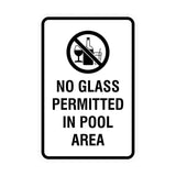 Signs ByLITA Portrait Round No Glass Permitted In Pool Area Sign with Adhesive Tape, Mounts On Any Surface, Weather Resistant, Indoor/Outdoor Use