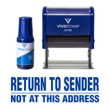 Blue Return To Sender Not At This Address Self Inking Rubber Stamp Combo With Refill