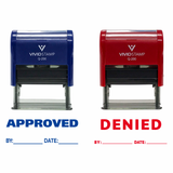 Red & Blue APPROVED / DENIED By Date Self Inking Rubber Stamp