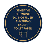 Circle Sensitive Plumbing Do Not Flush Anything Except Toilet Paper Wall or Door Sign