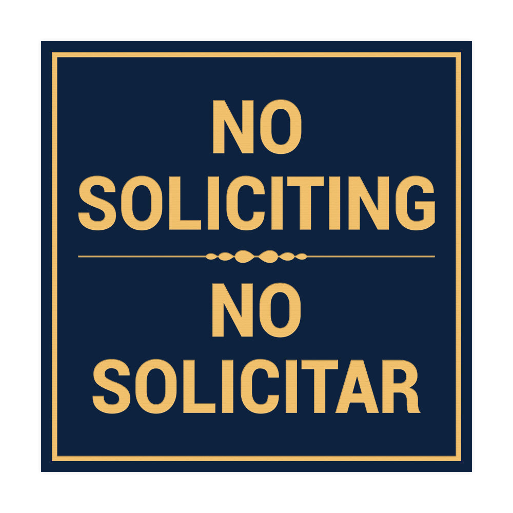 Square No Soliciting No Solicitar Sign with Adhesive Tape, Mounts On Any Surface, Weather Resistant
