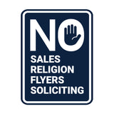 Portrait Round No Sales, No Religion, No Flyers, No Soliciting Wall or Door Sign