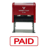 Red Simple Paid W/Border Self Inking Rubber Stamp