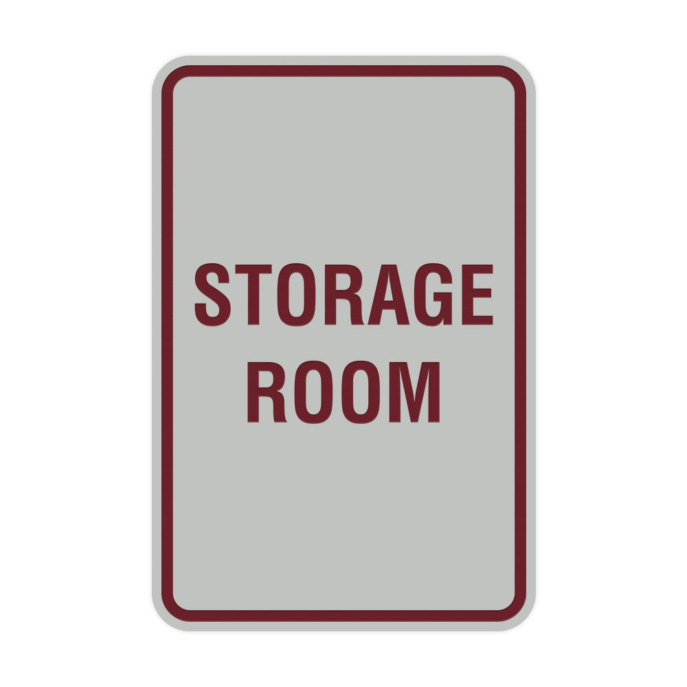 Light Grey / Burgundy Portrait Round Storage Room Sign