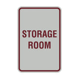 Light Grey / Burgundy Portrait Round Storage Room Sign