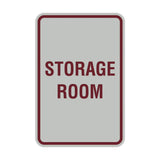 Light Grey / Burgundy Portrait Round Storage Room Sign