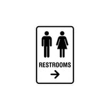 Portrait Round Restrooms Right Arrow Sign