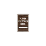 Portrait Round please use other door left arrow Sign with Adhesive Tape, Mounts On Any Surface, Weather Resistant