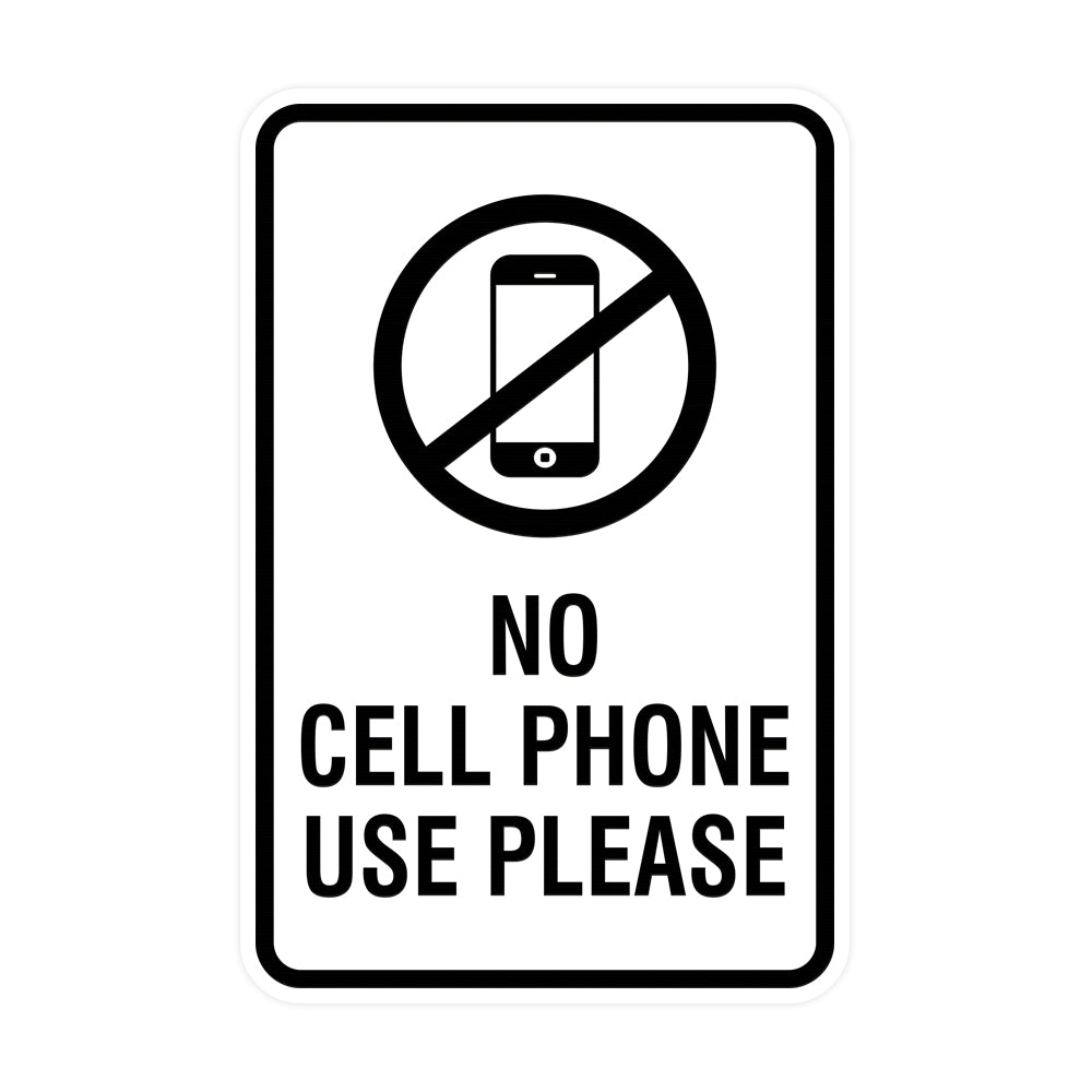 Signs ByLITA Portrait Round No Cell Phone Use Please Sign with Adhesive Tape, Mounts On Any Surface, Weather Resistant, Indoor/Outdoor Use