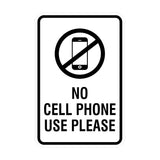 Signs ByLITA Portrait Round No Cell Phone Use Please Sign with Adhesive Tape, Mounts On Any Surface, Weather Resistant, Indoor/Outdoor Use