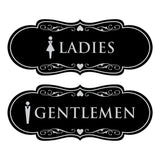 Designer Ladies and Gentlemen Figurines Restroom Signs (Set of 2) For Walls or Doors