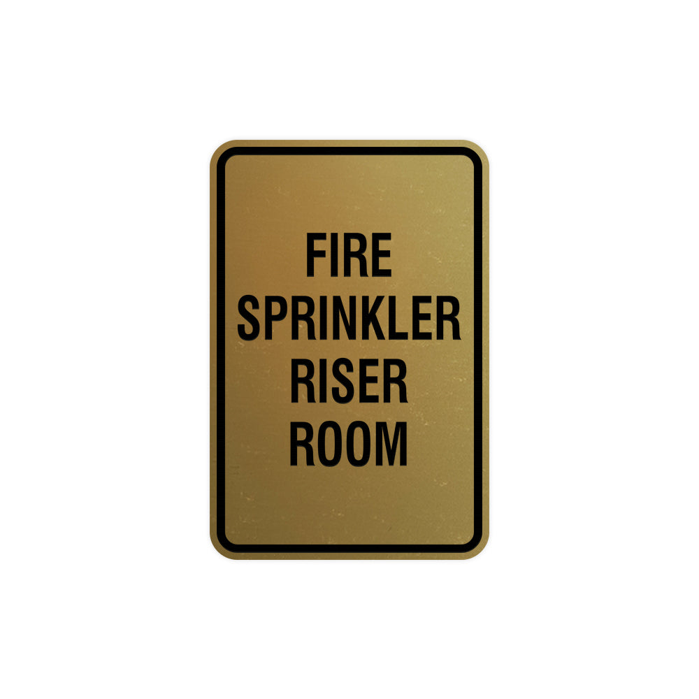 Portrait Round Fire Sprinkler Riser Room Sign with Adhesive Tape, Mounts On Any Surface, Weather Resistant