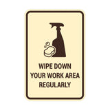 Portrait Round Wipe Down Your Work Area Regularly Sign