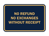 Signs ByLITA Classic Framed No Refund No Exchanges Without Receipt Sign