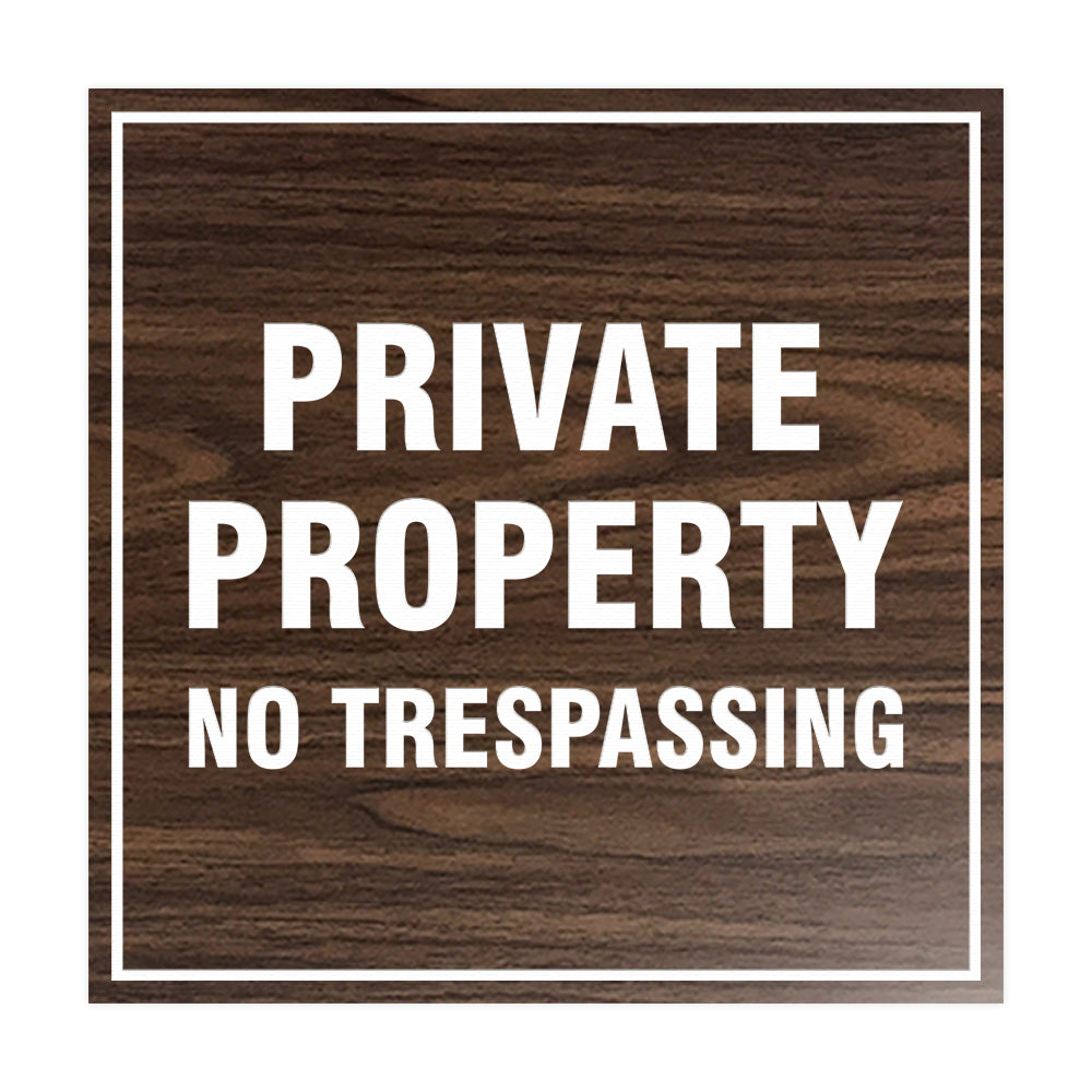 Square Private Property Sign with Adhesive Tape, Mounts On Any Surface, Weather Resistant