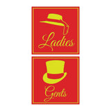 Square ladies and gents sign set with Adhesive Tape, Mounts On Any Surface, Weather Resistant