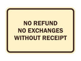 Signs ByLITA Classic Framed No Refund No Exchanges Without Receipt Sign