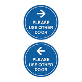 Signs ByLITA Circle Please Use Other Door Sign Set with Adhesive Tape, Mounts On Any Surface, Weather Resistant, Indoor/Outdoor Use