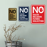 Portrait Round No Sales, No Religion, No Flyers, No Soliciting Wall or Door Sign