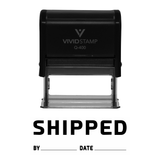 Black SHIPPED By Date Self Inking Rubber Stamp