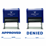 Blue APPROVED / DENIED By Date Self Inking Rubber Stamp