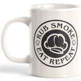 Rub Smoke Eat Repeat 11oz Coffee Mug - Funny Novelty Souvenir