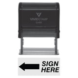 Black Sign Here Left Arrow Self-Inking Office Rubber Stamp