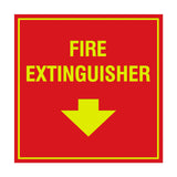 Square Fire extinguisher Sign with Adhesive Tape, Mounts On Any Surface, Weather Resistant