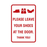 Portrait Round Please leave your shoes at the door thank you Sign with Adhesive Tape, Mounts On Any Surface, Weather Resistant