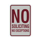 Portrait Round No Soliciting No Exceptions Sign