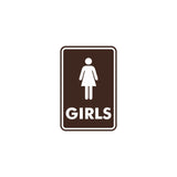Signs ByLITA Portrait Round Girls (female bathroom icon) Sign with Adhesive Tape, Mounts On Any Surface, Weather Resistant, Indoor/Outdoor Use