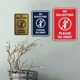 Portrait Round No Soliciting Please Go Away Wall or Door Sign
