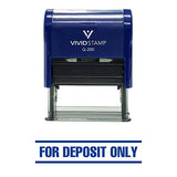 Blue For Deposit Only W/Bars Self-Inking Office Rubber Stamp
