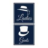 Square ladies and gents sign set with Adhesive Tape, Mounts On Any Surface, Weather Resistant