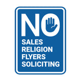Portrait Round No Sales, No Religion, No Flyers, No Soliciting Wall or Door Sign