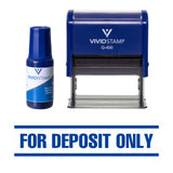 Blue For Deposit Only Self Inking Rubber Stamp Combo with Refill