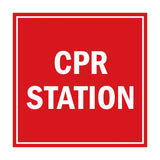 Signs ByLITA Square CPR Station Sign with Adhesive Tape, Mounts On Any Surface, Weather Resistant, Indoor/Outdoor Use