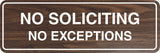 Standard No Soliciting No Exceptions Sign