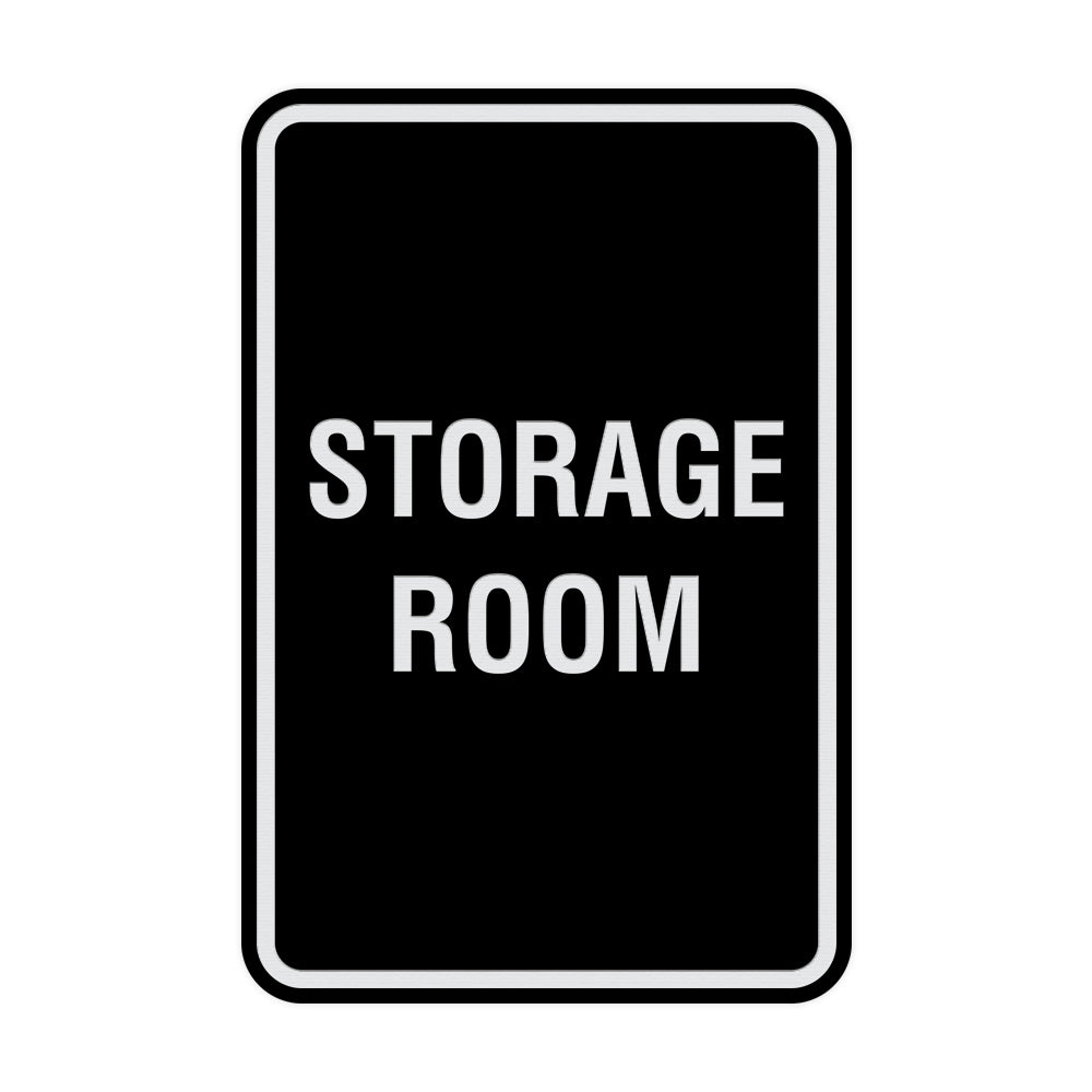 Black / Silver Portrait Round Storage Room Sign