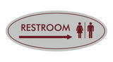 Oval Restroom Right Arrow Sign