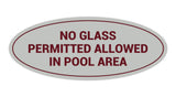 Oval No Glass Permitted Allowed In Pool Area Sign
