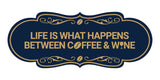 Designer Life is What Happens Between Coffee & Wine Wall or Door Sign