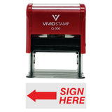 Red Sign Here Left Arrow Self-Inking Office Rubber Stamp