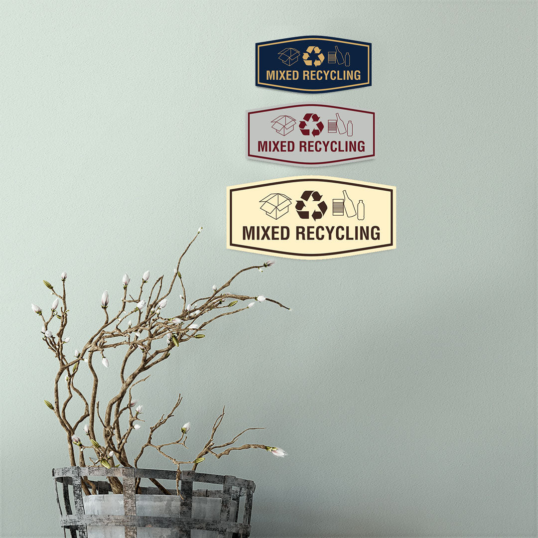 Fancy Mixed Recycling Wall or Door Sign